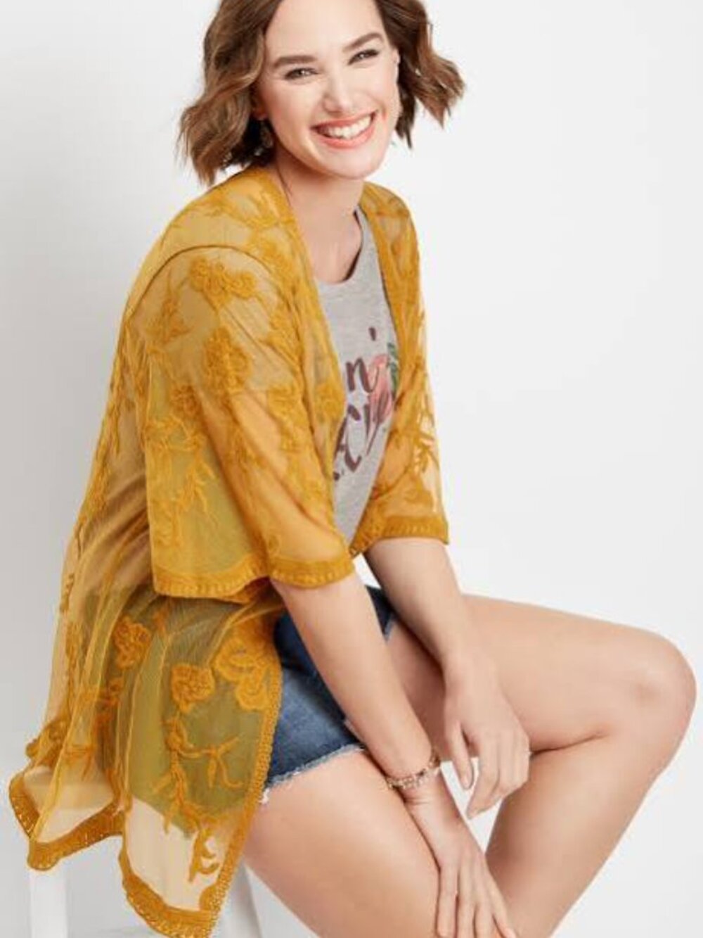 ☆ MAURICES Sheer Embroidered Cover UP